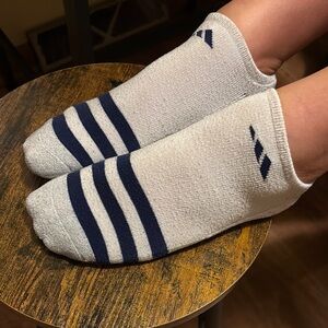 Adidas Men's White and Blue Ankle Socks